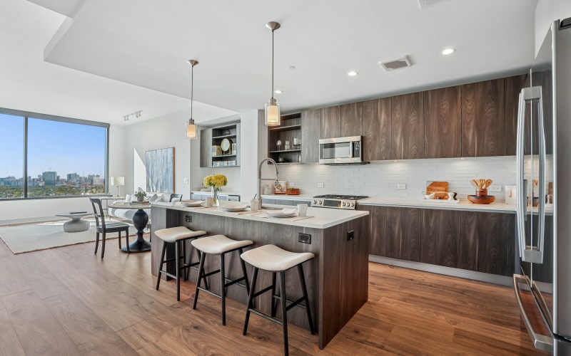 kitchen and living room